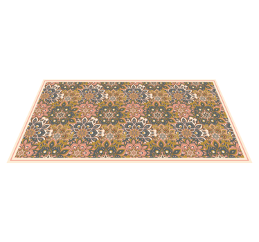 Alfombra de vinilo mandala Patrón boho mandala rosa, marrón y azu - TenVinilo