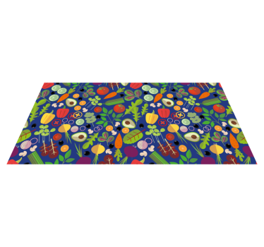 Alfombra vinílica cocina patrón vegetal vibrante - TenVinilo