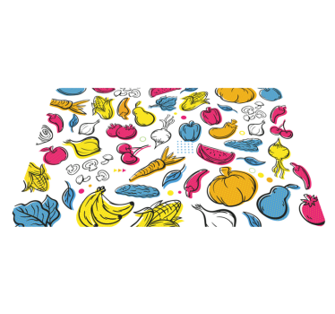 Alfombra vinílica cocina ilustración de fruta vibrante - TenVinilo