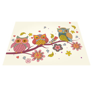 Alfombra vinilo dormitorio Búho mandala con muchos colores - TenVinilo