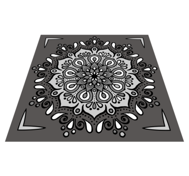 Alfombra de vinilo mandala Armónico blanco y negro - TenVinilo