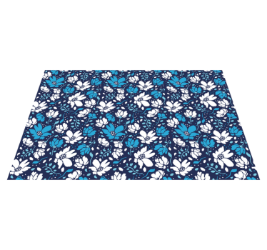 Alfombra vinilo flores Margaritas blancas sobre fondo azul - TenVinilo