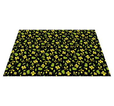 Alfombra vinilo flores Fondo negro con amarillo - TenVinilo