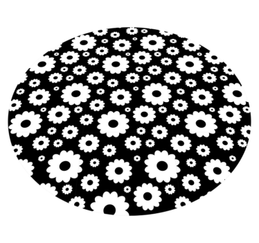 Alfombra vinilo flores Fondo negro con margaritas blancas - TenVinilo