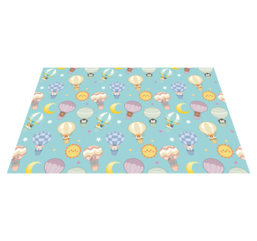 Alfombra vinilo infantil Globos de colores con animales lindos - TenVinilo