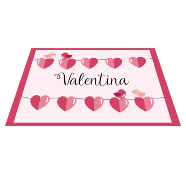Alfombra vinilo personalizable Tendedero con pájaros y corazones - TenVinilo