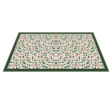 Alfombra vinílica geométrica Patrón de triángulos nórdicos verde  - TenVinilo
