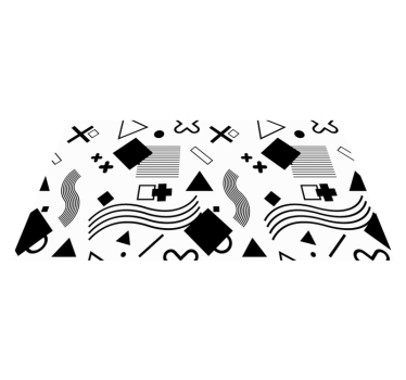 Alfombra vinílica geométrica Patrón retro blanco y negro - TenVinilo