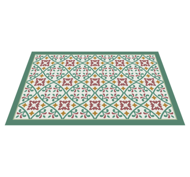 Alfombra vinílica cocina elegante mosaico floral - TenVinilo