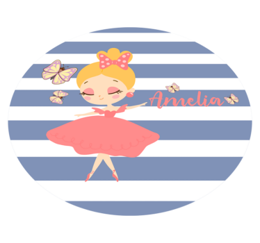 Alfombra vinilo personalizable Princesa con vestido rosa y maripo - TenVinilo