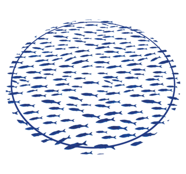 Alfombra vinilo salón Patrón de peces azules sobre fondo blanco. - TenVinilo