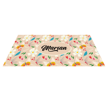 Alfombra vinilo personalizable Flores de primavera sobre beige - TenVinilo
