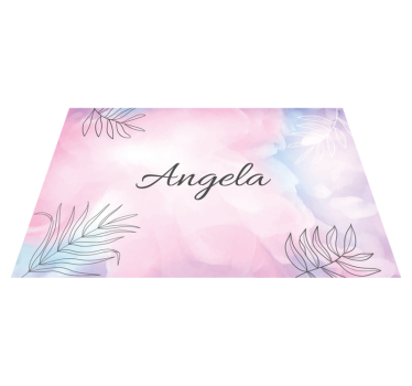 Alfombra vinílica dormitorio nombre floral personalizado - TenVinilo