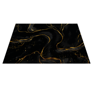Alfombra vinilica rectangular Mármol negro y dorado - TenVinilo