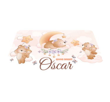 Alfombra de vinilo bebé Lindo oso para niño con nombre - TenVinilo