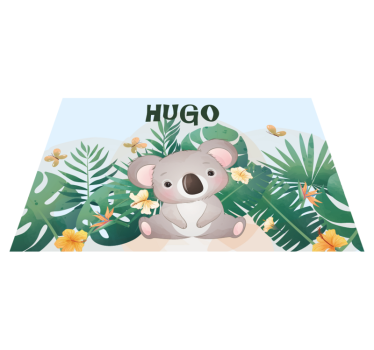 Alfombra de vinilo bebé Lindo koala para niño con nombre - TenVinilo