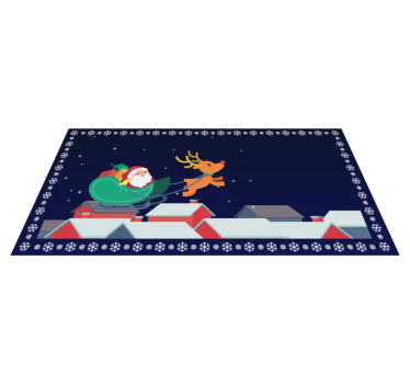 Alfombra vinilo navidad Santa en su trineo con renos - TenVinilo