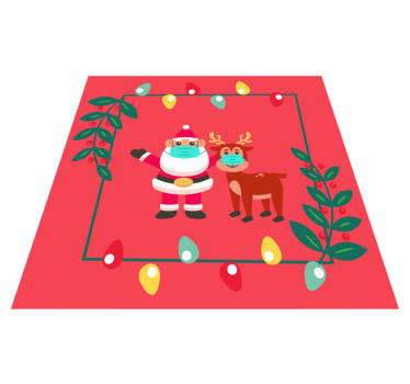 Alfombra vinilo navidad Cauteloso santa y reno - TenVinilo