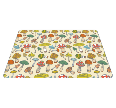 Alfombra vinílica cocina ilustración animada de un hongo - TenVinilo