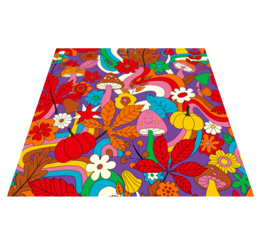 Alfombra vinilo flores Patrón retro flower power - TenVinilo