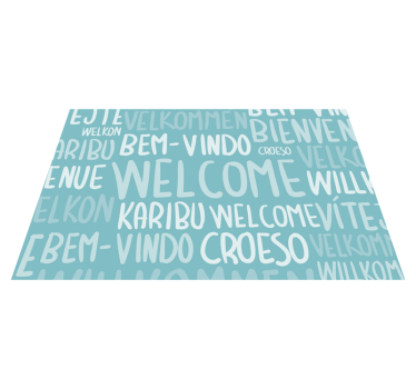 Alfombra de vinilo recibidor Bienvenido en idiomas - TenVinilo