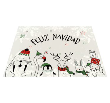 Alfombra vinilo navidad Navidad animales nórdicos - TenVinilo
