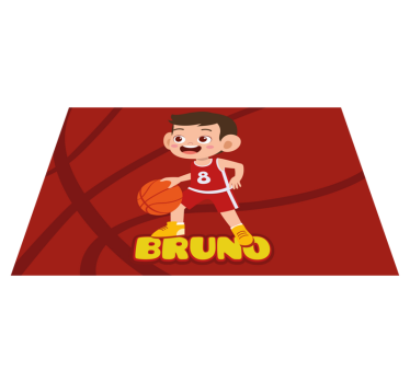Alfombra vinilo infantil Niño jugador de baloncesto con nombre - TenVinilo