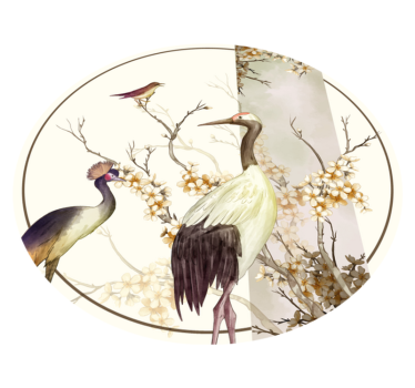 Alfombra vinílica de animales Ramitas y pájaros chinoiserie - TenVinilo