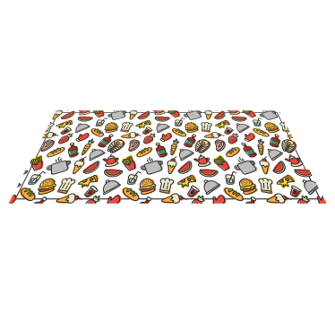 Alfombra vinilo cocina moderna patrón iconos de comida - TenVinilo