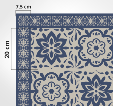 Alfombras vinílicas de azulejos Tema floral hidraulico azul - TenVinilo