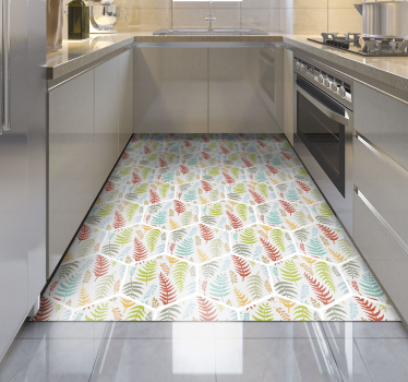 Alfombra vinilo cocina azulejos hojas finas - TenVinilo