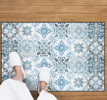 Alfombra vinilo salón azulejos mediterráneos - TenVinilo
