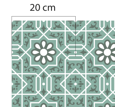 Alfombra de vinilo cocina azulejos florales verdes - TenVinilo
