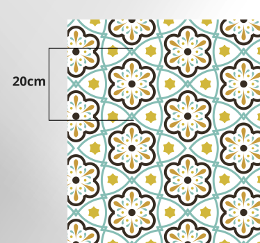 Alfombra vinilo azulejos patrón inspirado en flores - TenVinilo
