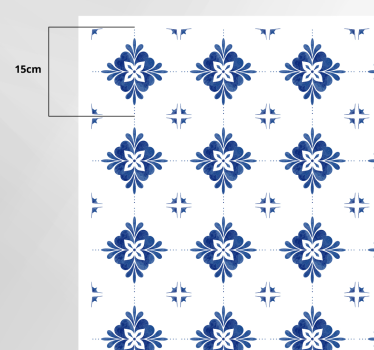 Alfombra vinílica cocina Azulejo azul vintage - TenVinilo