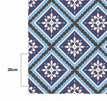Alfombra vinílica cocina patrón floral de mosaico - TenVinilo