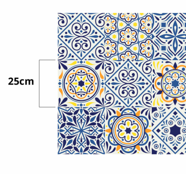 Alfombra vinílica cocina disposición de azulejos vibrantes - TenVinilo