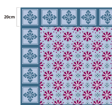 Alfombras vinílicas de azulejos cocina azules y rosas - TenVinilo