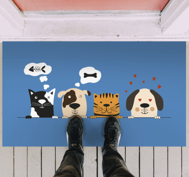 Alfombra vinílica recibidor lindas expresiones de mascotas - TenVinilo
