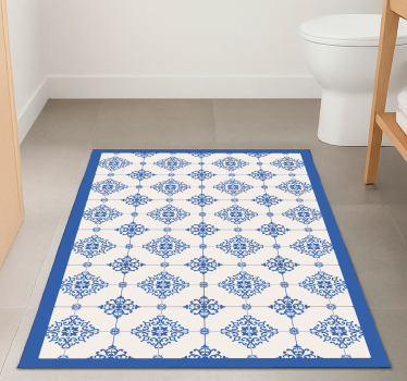 Aflombra vinilica azul azulejos marroquíes beige - TenVinilo