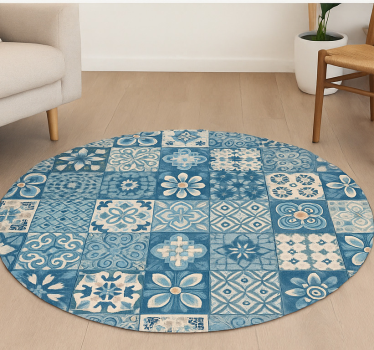 Aflombra vinilica azul mosaicos circulares - TenVinilo