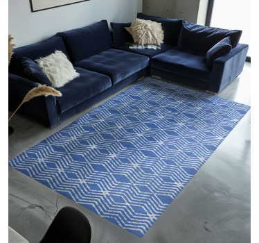 Aflombra vinilica azul patrón en zigzag - TenVinilo