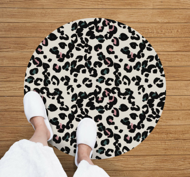 Alfombra de vinilo animal print blanca redonda - TenVinilo