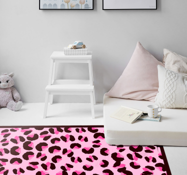 Alfombra de vinilo animal print Leopardo rosa brillante - TenVinilo