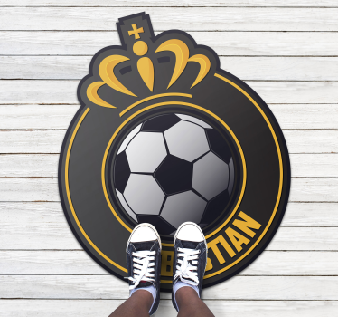 Alfombra de vinilo balón de fútbol con nombre - TenVinilo