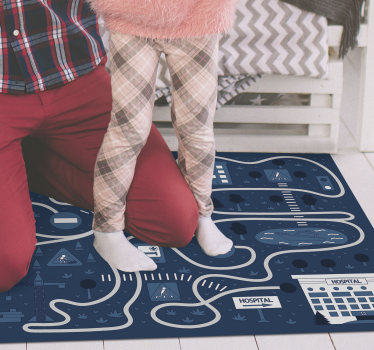 Alfombra de vinilo bebé Camino azul nórdico - TenVinilo