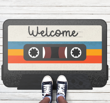Alfombra de vinilo con frase bienvenida casete - TenVinilo