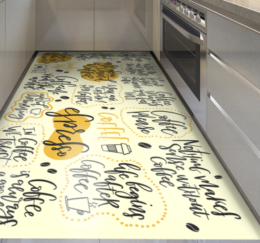 Alfombra de vinilo con letras handrawn y café - TenVinilo
