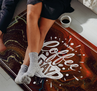Alfombra de vinilo con frase café mármol - TenVinilo