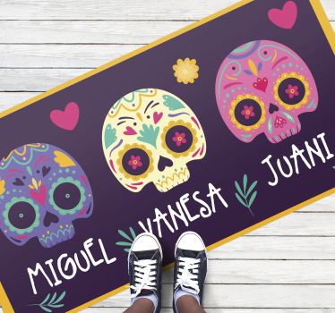 Alfombra de vinilo con nombre Calaveras mexicanas - TenVinilo